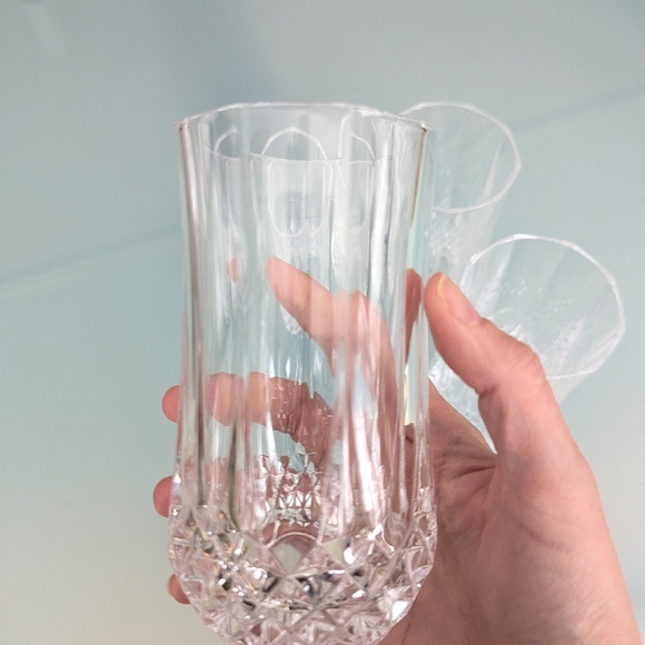 VTG 80s Longchamp Cristal D’Arques 12oz Crystal Highball Water Glasses Set of 4 - Picture 7 of 12